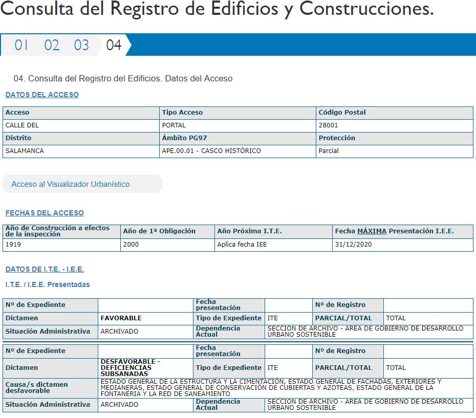 Registro de edificios IEE Ayuntamiento Madrid.
